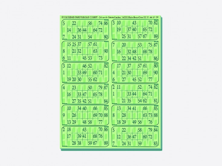 Fabricant de carton de loto et de plaques de loto (2,4,6,8,12,16,32)